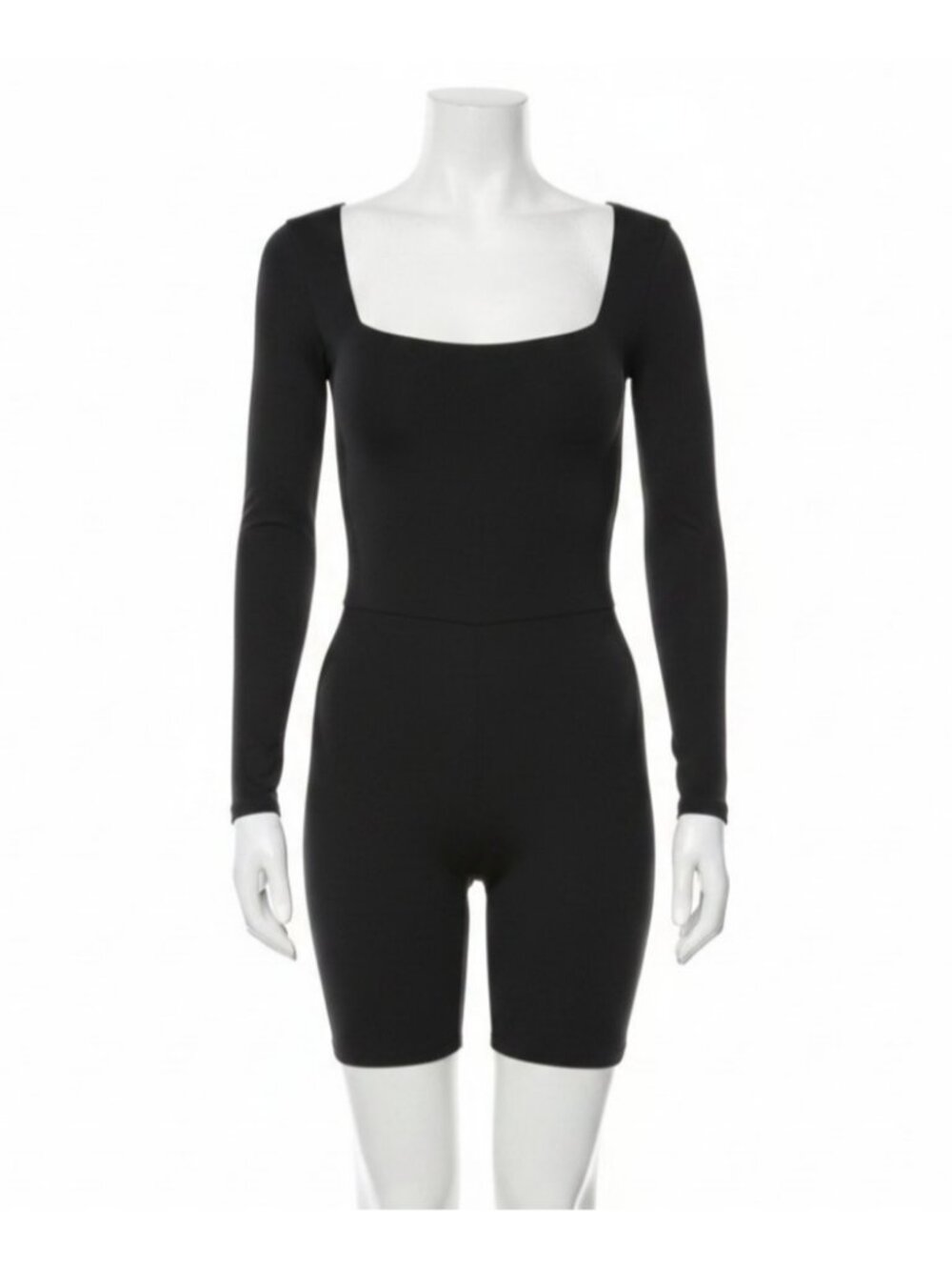Aritzia Babaton Contour Squareneck Long Sleeve Romper Black S Small Athleisure - Picture 2 of 6